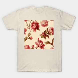 Vintage Peach and Pink Floral Pattern Muted Tones T-Shirt